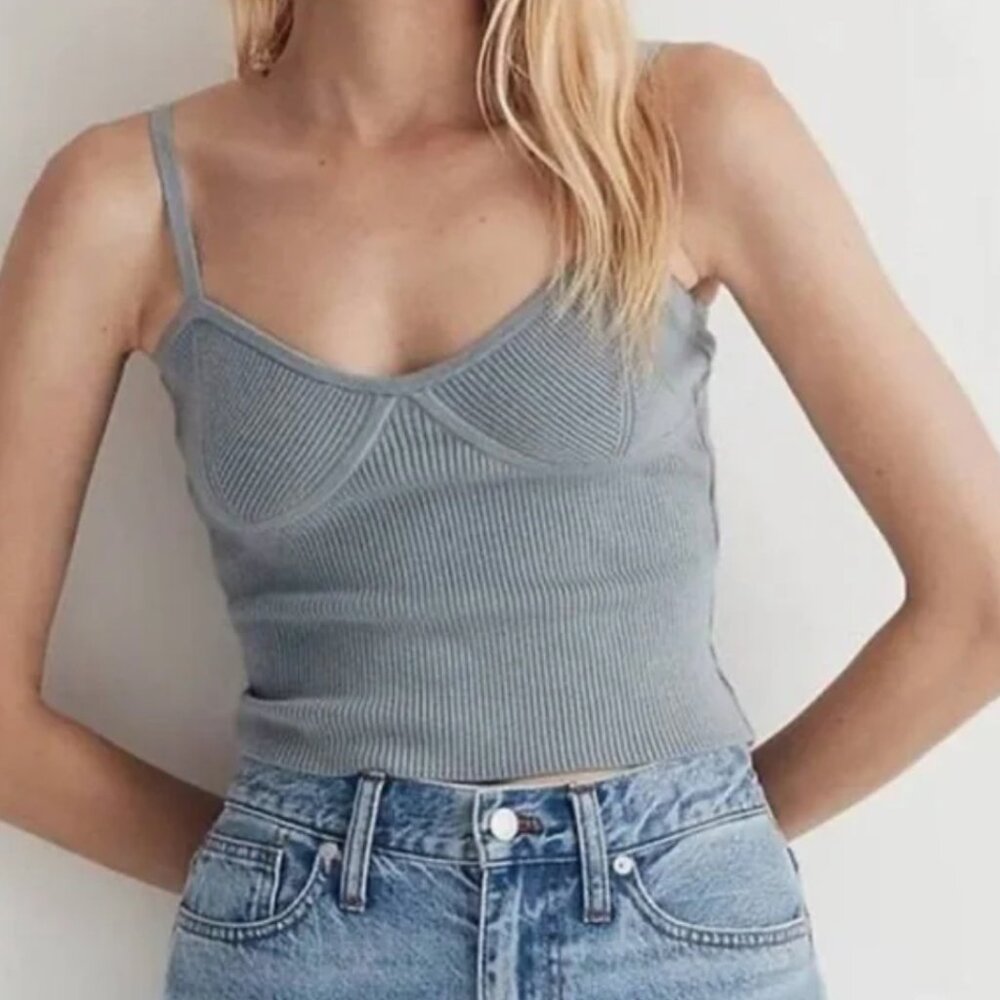 NWT Madewell Corset-Detail Crop Sweater Tank Size Extra Small / XS
